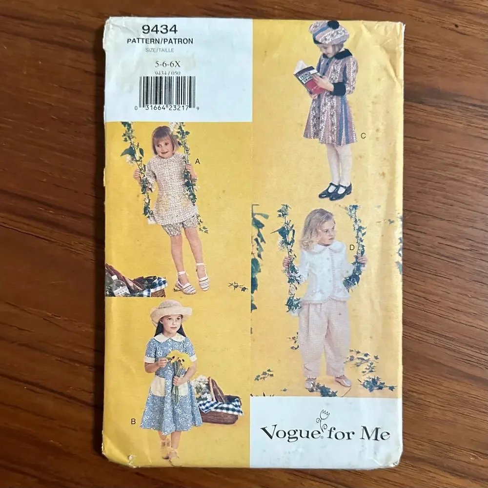 UNCUT Vogue for Me Pattern 9434 Size 5-6X